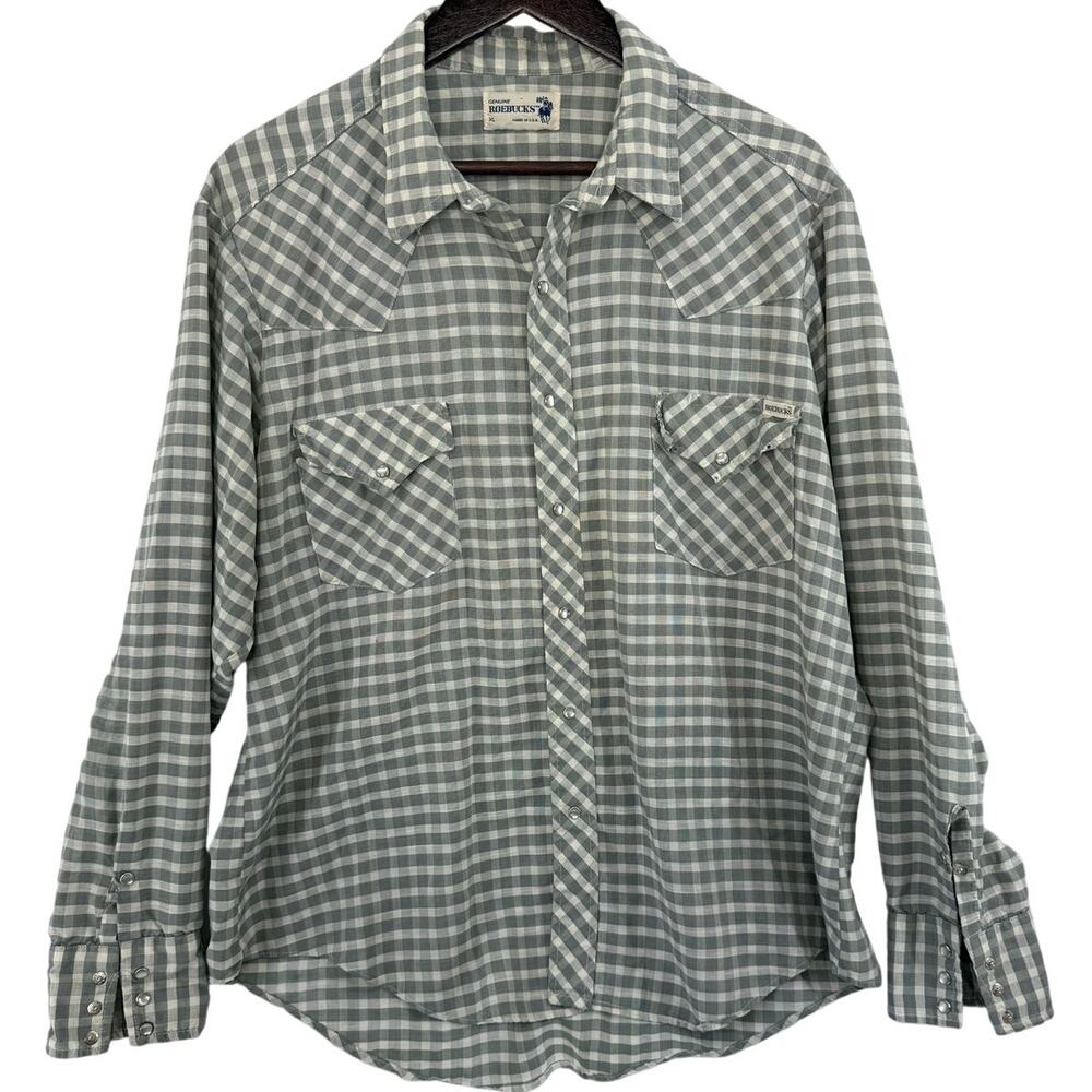 Vintage Roebucks Pearl Snap Shirt XL